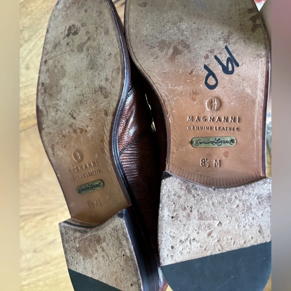 Magnanni lizard leather penny loafers mens 8.5